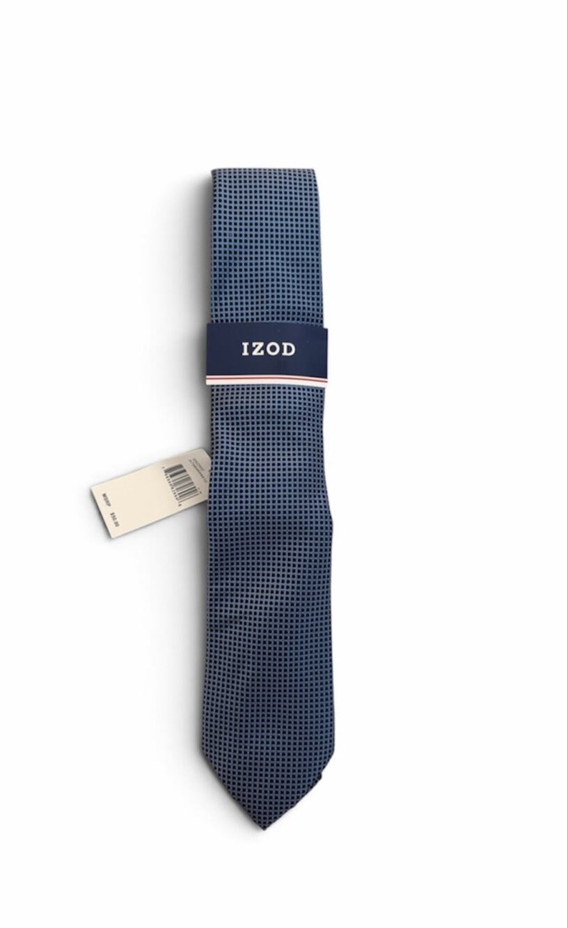 IZOD Men's Tie Blue Geo Check NWT - MSRP $50 - S52502